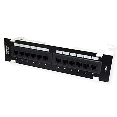 Trendnet لوحة توصيل غير درع 12 منفذ Cat6 من TRENDnet، TC-P12C6V، تركيب على الحائط، مع حوامل 89D، تركيب عمودي أو أفقي، متوافقة مع كابلات Cat5e و Cat6 RJ45، كتل طرفية من نوع 110 IDC باللون الأسود - Image 2