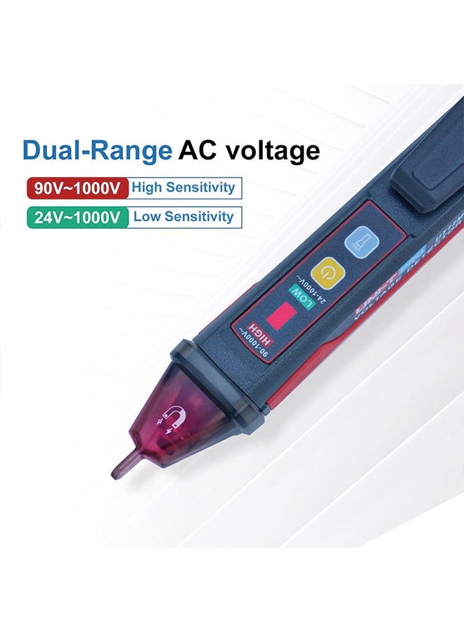 UNI-T UNI-T Non-Contact AC Voltage Tester Pen, 24V-1000V Volt Detector Pen, Dual Range Live/Null Wire Tester Circuit Tester with LCD Display, Buzzer Alarm, Flashlight (UT12M) - Image 2
