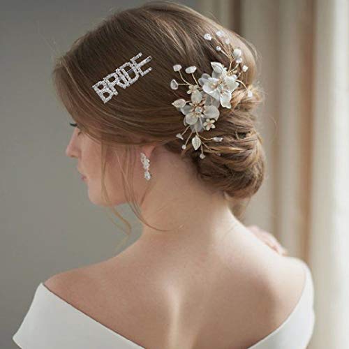 Messen Wedding Accessories Letters Bobby Hair Pins Headwear Luxury Crystal Rhinestones Hair Clips for Bride Sparkle Hair Barrette Jewellery (2 Pieces,2x BRIDE) - Image 4