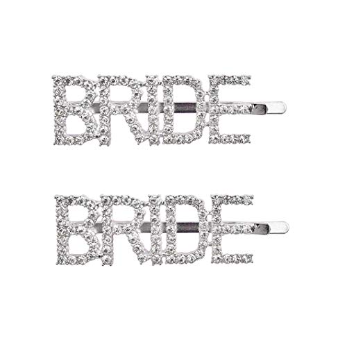 Messen Wedding Accessories Letters Bobby Hair Pins Headwear Luxury Crystal Rhinestones Hair Clips for Bride Sparkle Hair Barrette Jewellery (2 Pieces,2x BRIDE) - Image 1