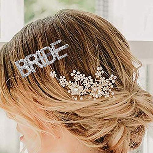 Messen Wedding Accessories Letters Bobby Hair Pins Headwear Luxury Crystal Rhinestones Hair Clips for Bride Sparkle Hair Barrette Jewellery (2 Pieces,2x BRIDE) - Image 5