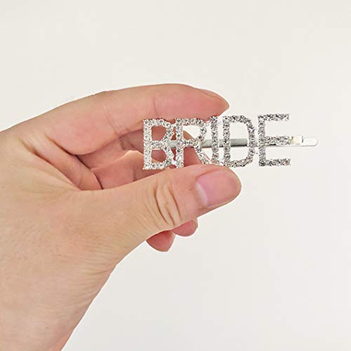 Messen Wedding Accessories Letters Bobby Hair Pins Headwear Luxury Crystal Rhinestones Hair Clips for Bride Sparkle Hair Barrette Jewellery (2 Pieces,2x BRIDE) - Image 3