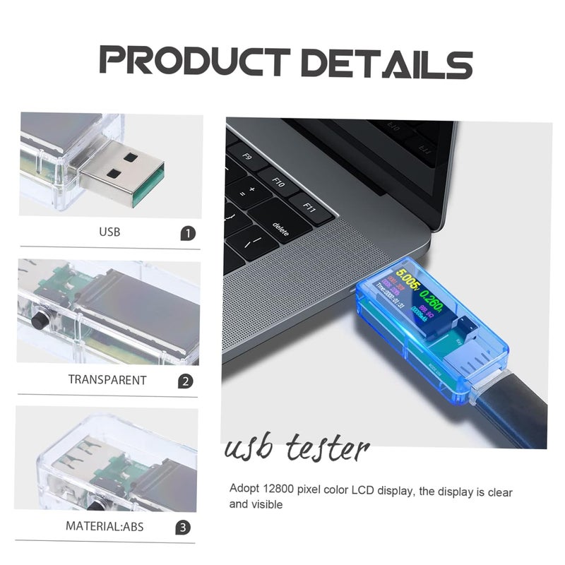 Jojofuny 5 Pcs USB Power Tester LCD Display Voltage Temperature Monitor Capacity Tester - Image 3