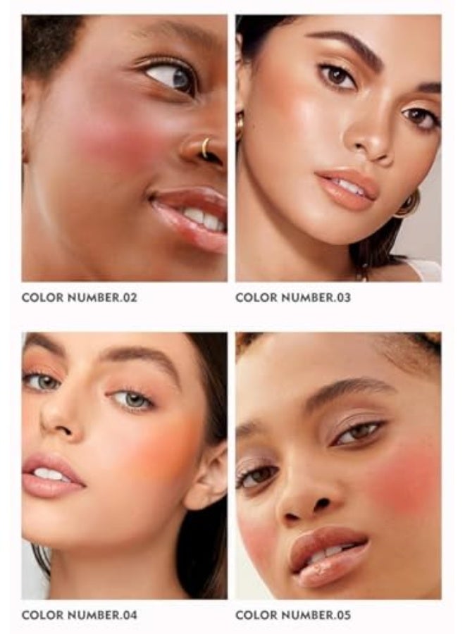 بوداير قطعتان من أحمر الخدود الكريمي، 4 ألوان عالية الصبغة وسلسة وقابلة للبناء، أحمر خدود يدوم طويلاً بمظهر طبيعي (اللون 02+08) - Image 2