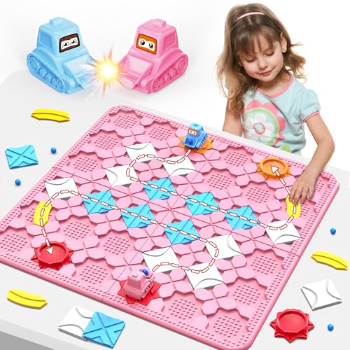 fygurso STEM Logic Road Builder Toys Board Games Toys for 5 Year Old Kids Montessori Brain Teaser Puzzles Educational Learning Activities Toy for Kid Ages 3 4 68 12 Boys Girls Gifts Pink 50PCS - Image 1