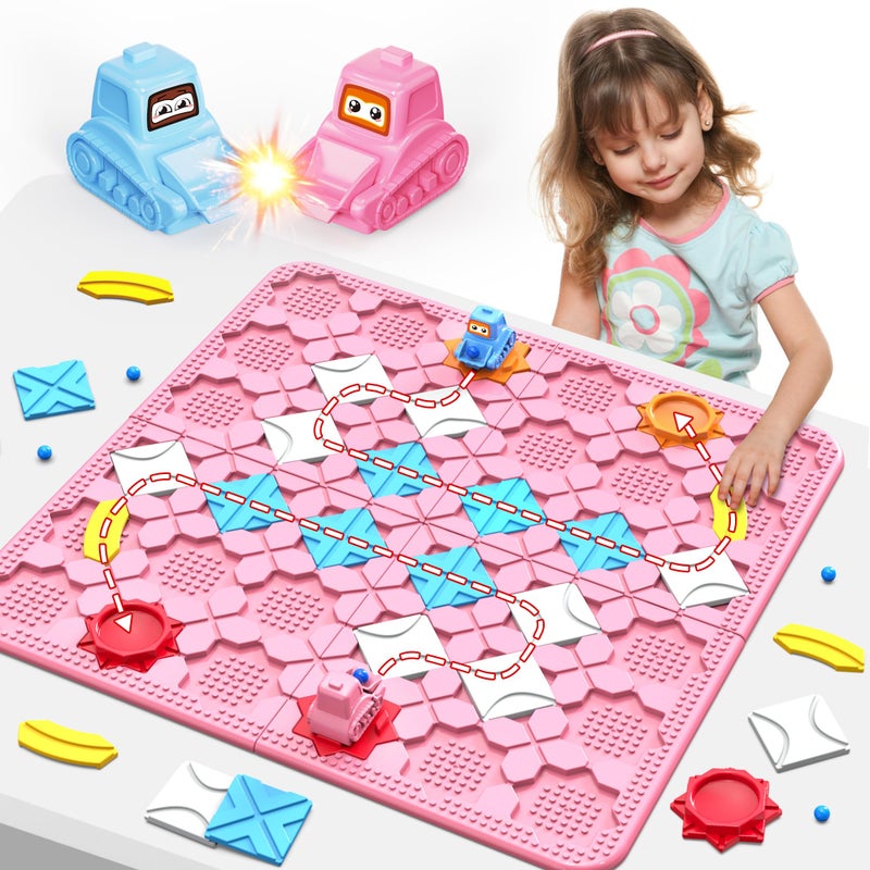 fygurso STEM Logic Road Builder Toys Board Games Toys for 5 Year Old Kids Montessori Brain Teaser Puzzles Educational Learning Activities Toy for Kid Ages 3 4 68 12 Boys Girls Gifts Pink 50PCS - Image 3