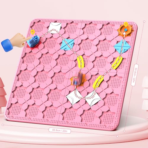 fygurso STEM Logic Road Builder Toys Board Games Toys for 5 Year Old Kids Montessori Brain Teaser Puzzles Educational Learning Activities Toy for Kid Ages 3 4 68 12 Boys Girls Gifts Pink 50PCS - Image 5