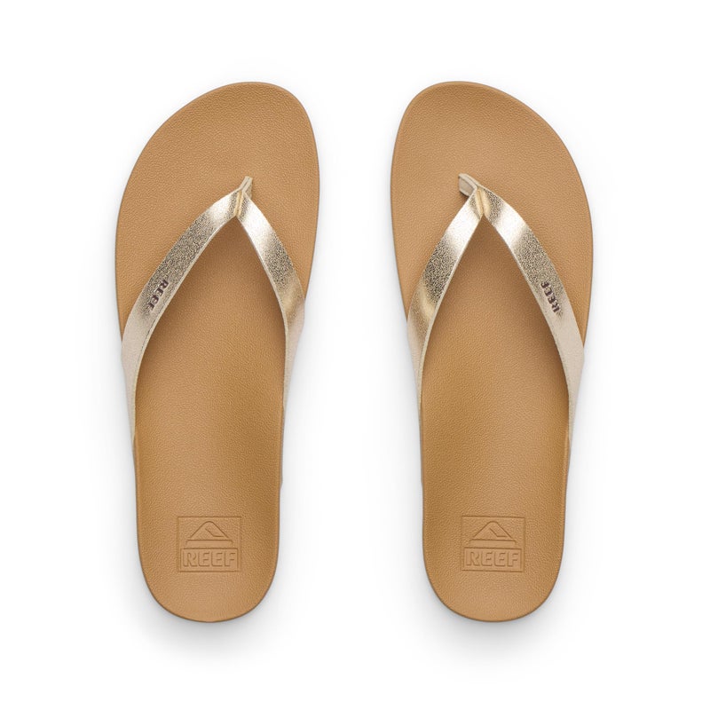 Reef Cushion Court Womens Flip Flop, Molded Cushion Footbed, Arch Support, Tan/Champagne, 8 - Image 4