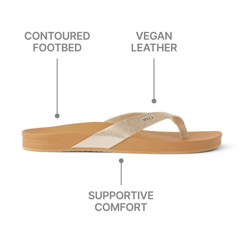 Reef Cushion Court Womens Flip Flop, Molded Cushion Footbed, Arch Support, Tan/Champagne, 8 - Image 5