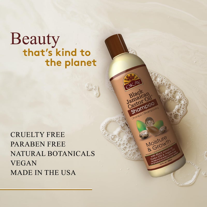 OKAY Black Jamaican Castor Oil Shampoo - Jamaican Castor Shampoo for Hair Health, Natural Moisturizing Cleanser to Strengthen & Restore Damaged Hair for Women & Men - 12 fl oz (Pack of 1) - Image 3