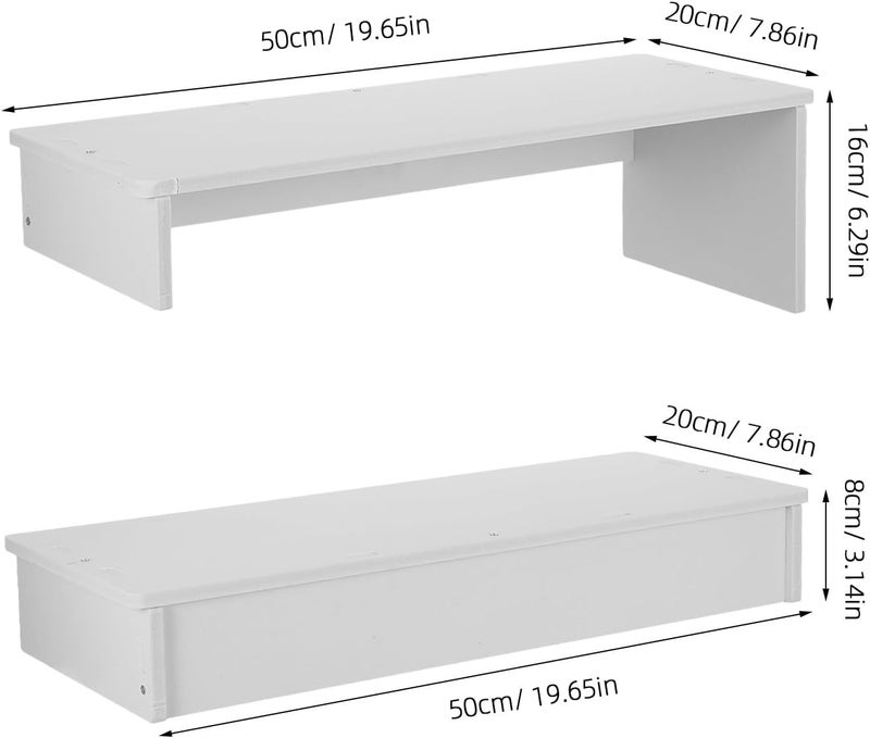 Wooden Monitor Riser Stand: 2 Tier Desktop Stand with Storage for Laptop/PC/Keyboard - TV Riser Shelf for Home Office Desk Accessories - Image 5