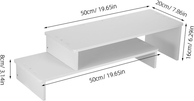 Wooden Monitor Riser Stand: 2 Tier Desktop Stand with Storage for Laptop/PC/Keyboard - TV Riser Shelf for Home Office Desk Accessories - Image 2