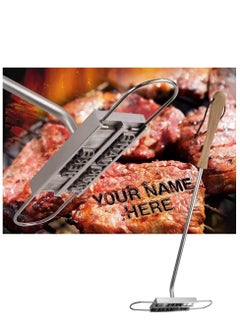 Custom BBQ Branding Iron with 55 Interchangeable Letters, Wooden Handle Grill Accessory for Branding Steaks, Burgers, Chicken, and Meat - Perfect for Barbecue Enthusiasts!