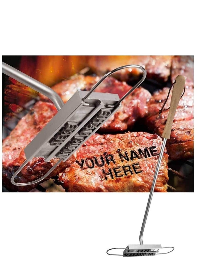 Generic - Custom BBQ Branding Iron with 55 Interchangeable Letters, Wooden Handle Grill Accessory for Branding Steaks, Burgers, Chicken, and Meat - Perfect for Barbecue Enthusiasts! - Image 1