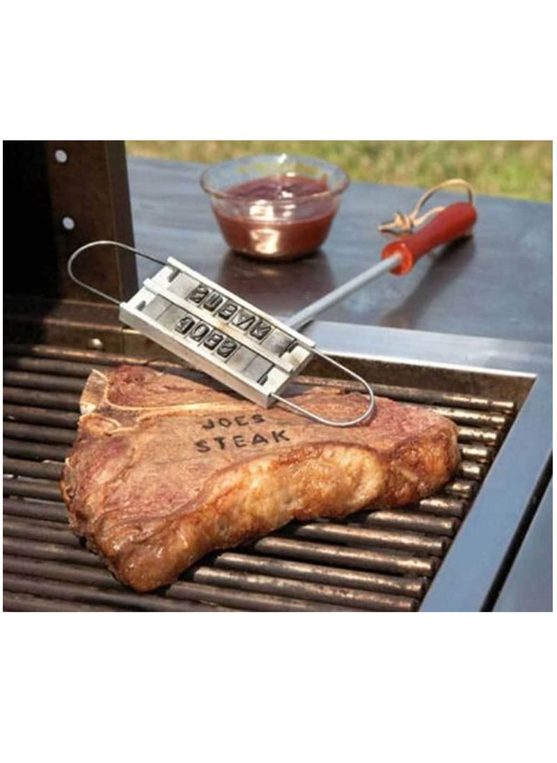 Generic - Custom BBQ Branding Iron with 55 Interchangeable Letters, Wooden Handle Grill Accessory for Branding Steaks, Burgers, Chicken, and Meat - Perfect for Barbecue Enthusiasts! - Image 1
