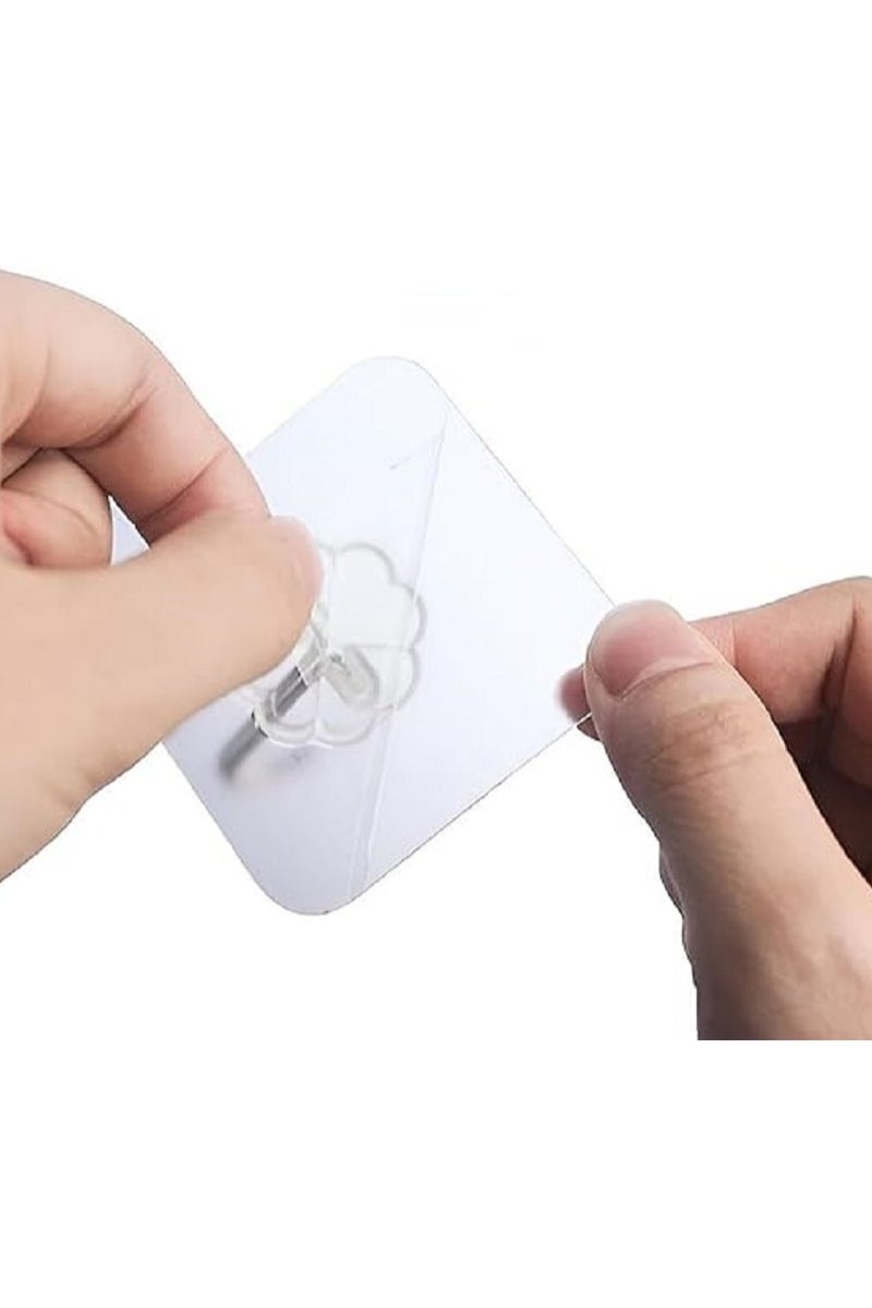 Adhesive Wall Hooks, Heavy Duty Waterproof Oil-Proof Adhesive Wall Hooks Perfect for Kitchen Bathroom (Clear), 10 Per Pack - Image 2