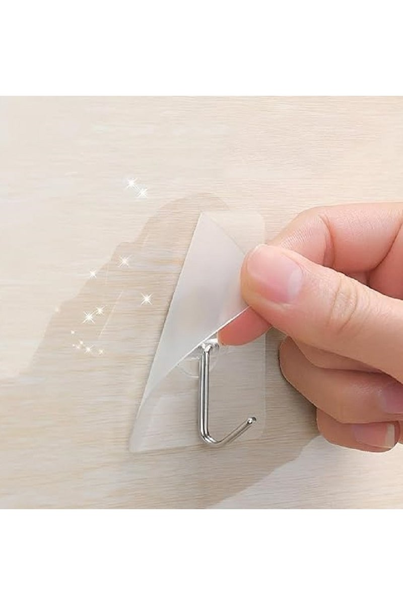 Adhesive Wall Hooks, Heavy Duty Waterproof Oil-Proof Adhesive Wall Hooks Perfect for Kitchen Bathroom (Clear), 10 Per Pack - Image 3