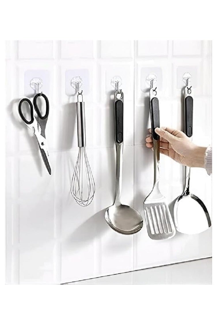 Adhesive Wall Hooks, Heavy Duty Waterproof Oil-Proof Adhesive Wall Hooks Perfect for Kitchen Bathroom (Clear), 10 Per Pack - Image 5