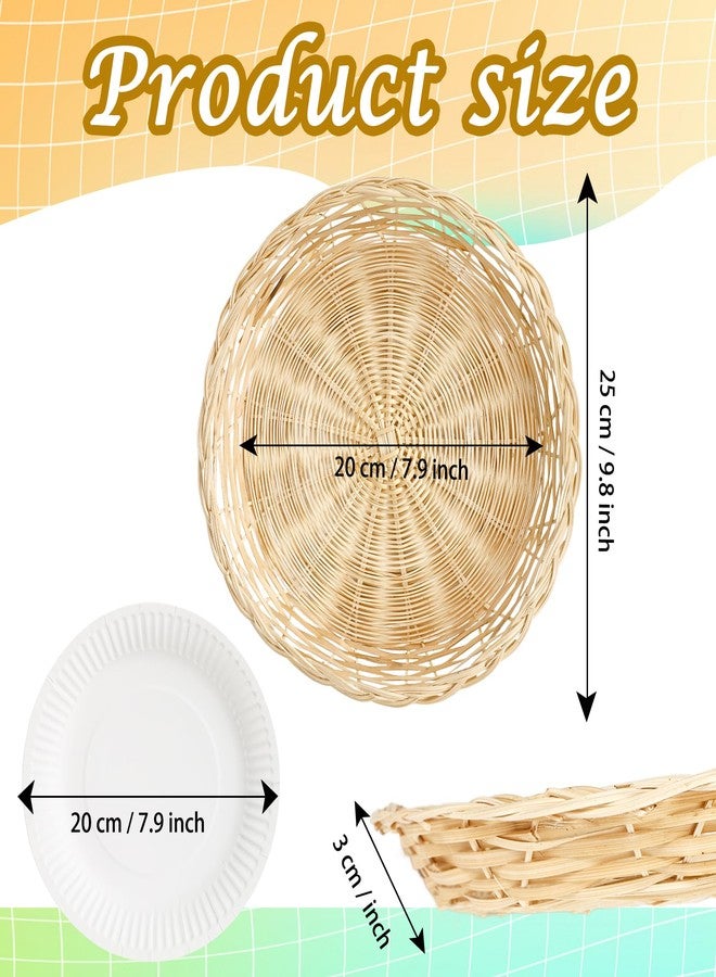 Medanera 12 Pcs Bamboo Paper Plate Holders with 20 8 Inch Paper Plates Weave Wicker Plate Holders Heavy Duty Dinner Plates Charger Table Mats Reusable for Picnic Dinning Home Party Daily Decor - Image 2