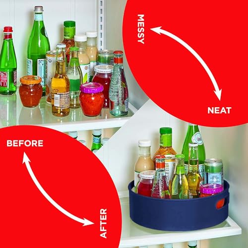 HomeWiz Kitchen Multi-Purpose 360° Rotating Organizer Tray | Space-Saving Kitchen & Pantry Storage | Multi Purpose Organization Rotating Tray | Turntable for Spices, Storage | Dark Blue - Image 2