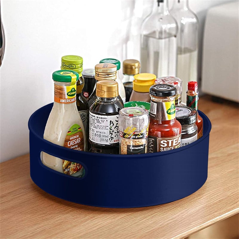 HomeWiz Kitchen Multi-Purpose 360° Rotating Organizer Tray | Space-Saving Kitchen & Pantry Storage | Multi Purpose Organization Rotating Tray | Turntable for Spices, Storage | Dark Blue - Image 3