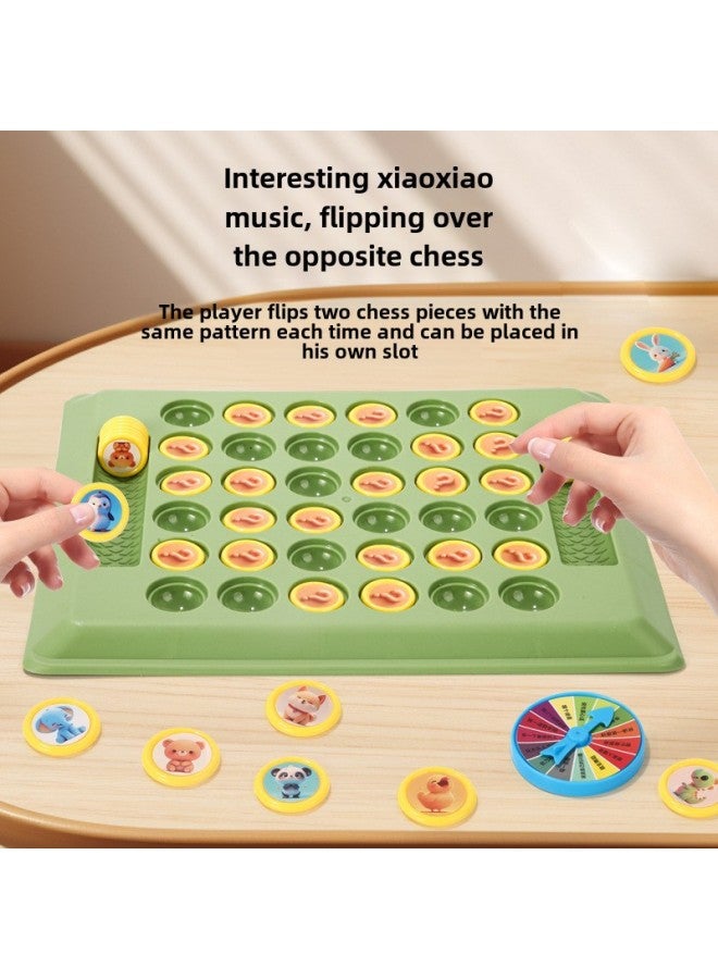 Two-Person Battle Animal Flip Chess Children's Pair Touch God Machine Wonderful Calculation Parent-Child Interactive Puzzle Reasoning Game-color:Small Chessboard (36 Animals + 36 Fruits) Cardboard Chess Pieces - Image 2