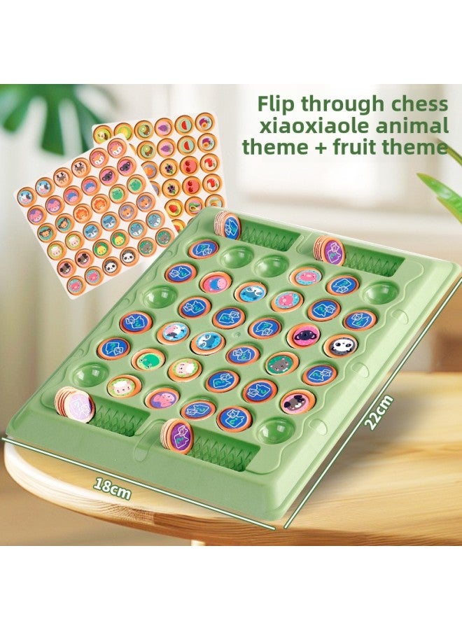 Two-Person Battle Animal Flip Chess Children's Pair Touch God Machine Wonderful Calculation Parent-Child Interactive Puzzle Reasoning Game-color:Small Chessboard (36 Animals + 36 Fruits) Cardboard Chess Pieces - Image 1