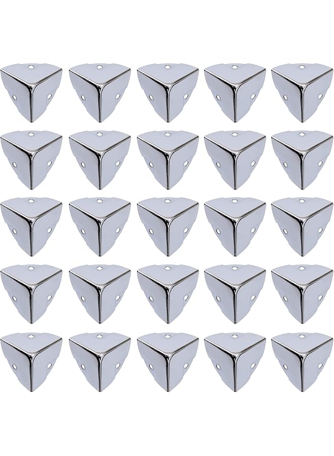 PROMASS promass 20pcs 27mm wide Corner Brace Decorative Protectors Wrap Angle Edge Guard Cover Brackets for Wooden Case Trunk Box Flightcases (Silver)  - Image 1