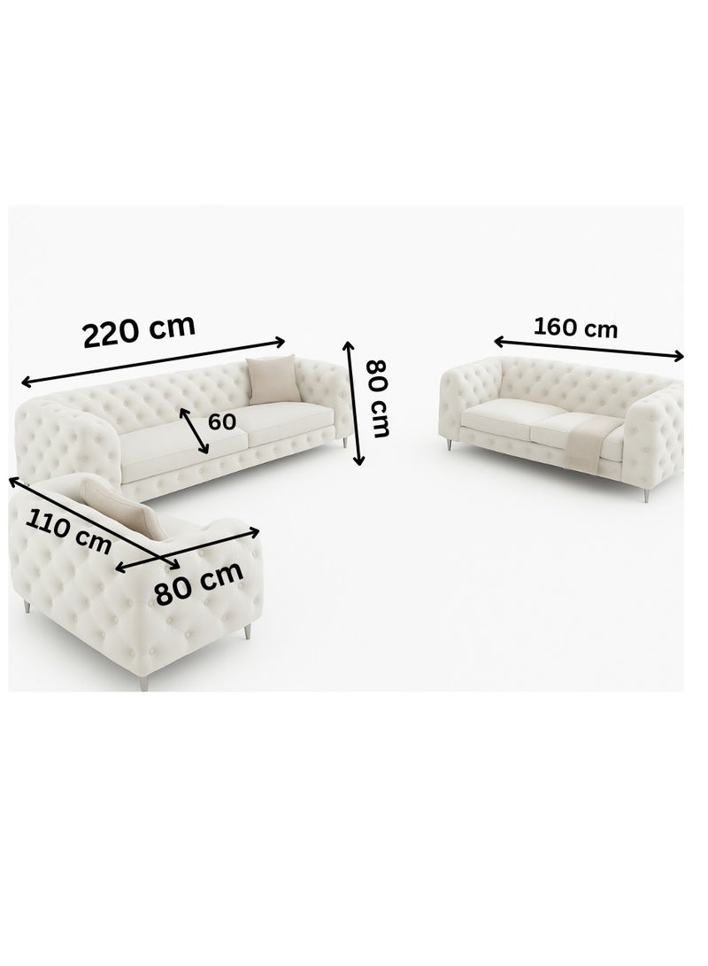 مهارة البحر طقم كنب تشيسترفيلد فاخر من مهارات للأثاث – طقم جلوس مكون من 3 قطع من المخمل الرمادي الداكن الفاخر مع كرسي بذراعين وكنبة صغيرة وكنبة كبيرة – تصميم أنيق بأرجل معدنية عصرية - Image 2