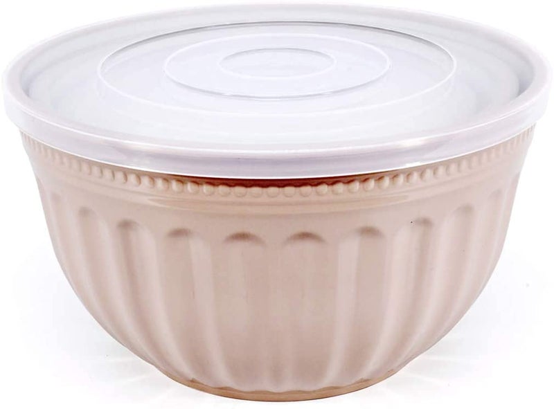 JENY 3 pcs Round Plastics Classic Mixing Dessert Bowl Set with Clear Airtight Lids MixingSaladServing Bowls Assorted Storage Bowls 3Sizes - Image 2