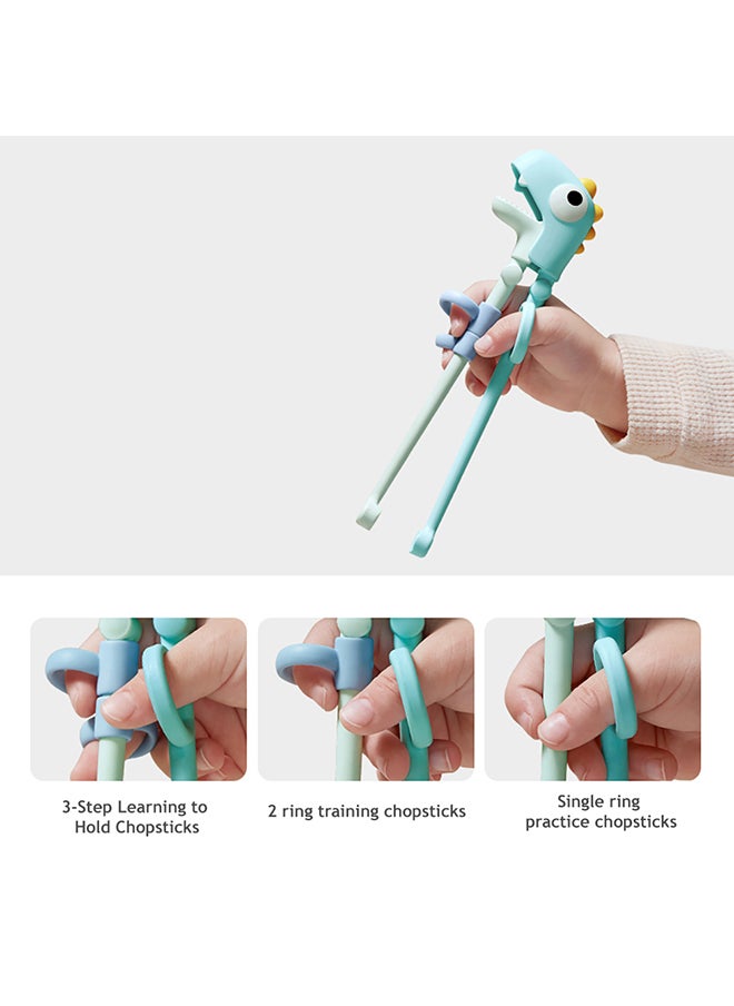 Babycare - Babycare - Dino Training Chopsticks Blue – BPA-Free, Easy-to-Use Training Utensils for Toddlers, Safety Approved - Image 1