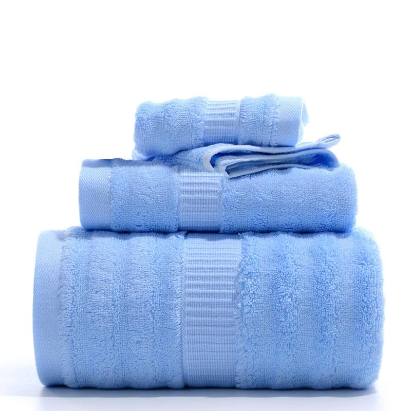 Mush Bamboo Luxurious 3 PieceTowels Set | Ultra Soft, Absorbent and Antimicrobial 600 GSM (Bath Towel, Hand Towel and Face Towel) Perfect for Daily Use and Gifting (Sky Blue) - Image 1