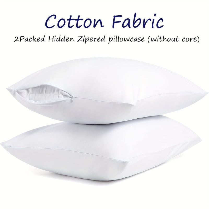 Pillow Cases Standard Size Set Of 2 100 Cotton Cozy Soft Pillow Protectors With Zipper Hidden 200 Thread Count Cooling Pillowcases Covers For Hair And Skin Light Grey 15 75x23 62 Inches - Image 2