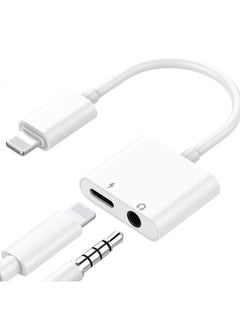 Headphone Adapter for iPhone [Apple MFi Certified], 2 in 1 Lightning to 3.5mm AUX Audio Dongle Charger Splitter Compatible with iPhone 14/13/12/11/XS/XR/X/8/7/iPad, Support All iOS System