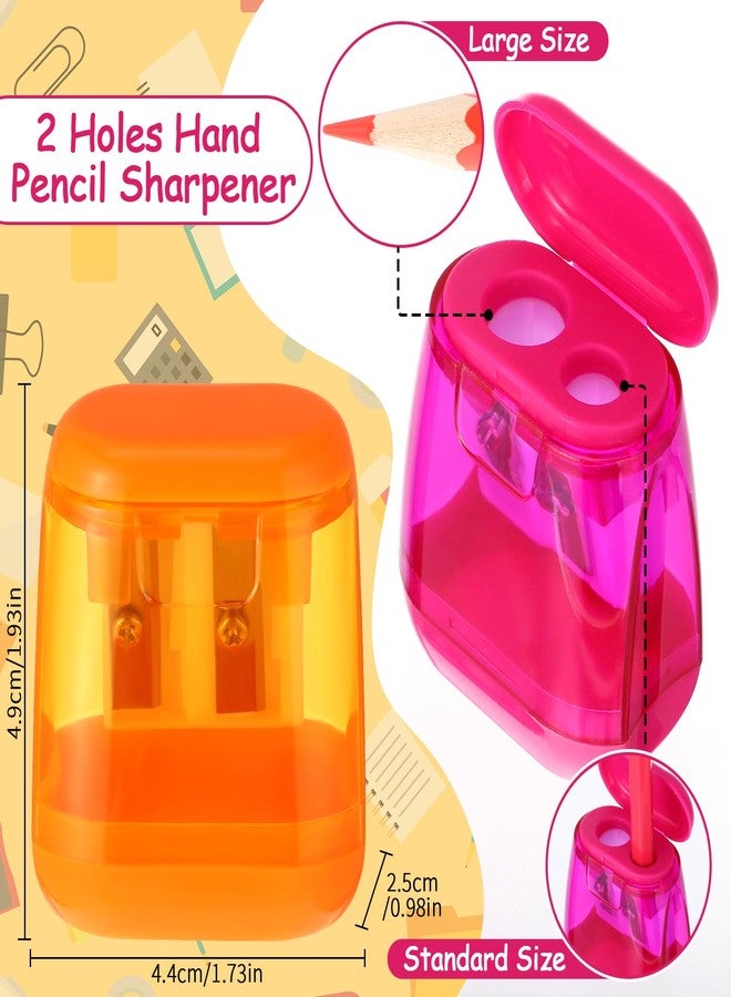 Chivertion 24 Pcs Back to School Supplies Manual Pencil Sharpeners, Dual Holes Handheld Compact Colored Pencil Sharpener with Lid Bulk for School Office, Donation Supplies Party Favors - Image 2