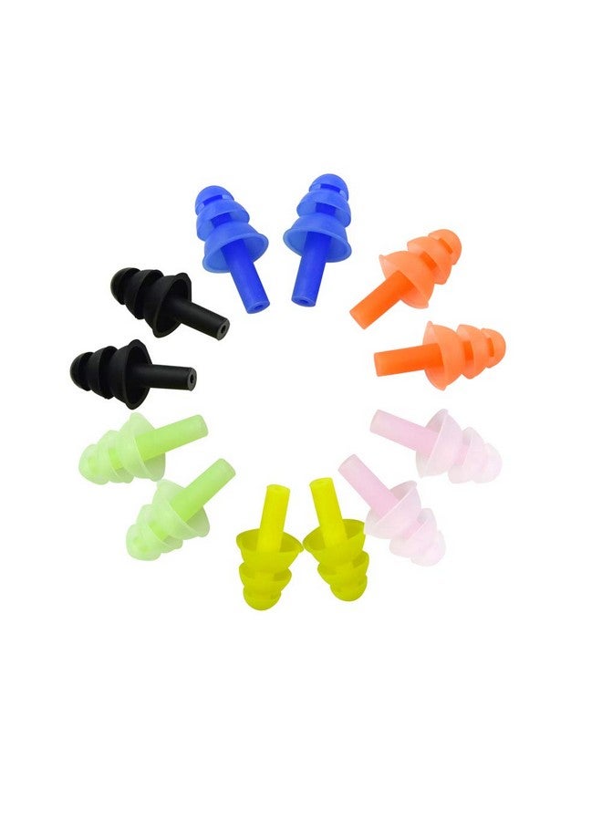HONBAY 6Pairs Reusable Silicone Swimming Earplugs Soft And Flexible Ear Plugs For Swimming, Learning, Hearing Protection, Concerts, Airplanes, Shooting, Etc - Image 1