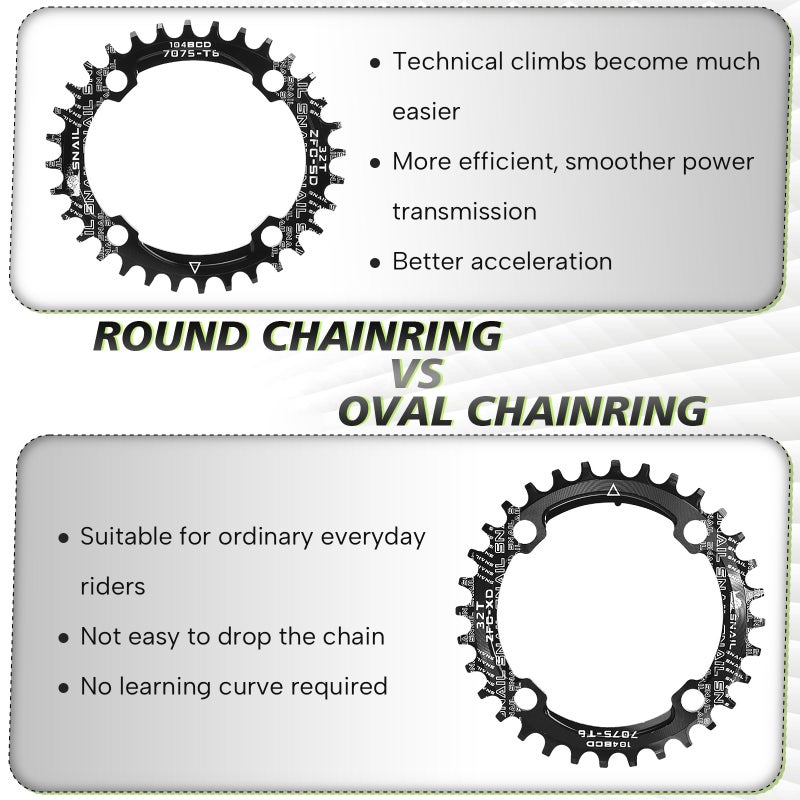 BUCKLOS MTB Mountain Bike Single Speed Square Taper Crankset -170mm Cranksets Bicycle Crank Set with 104BCD 32/34/36/38/40/42T Round/Oval Chainring Fit for Ebike/Commuter Bike - Image 4