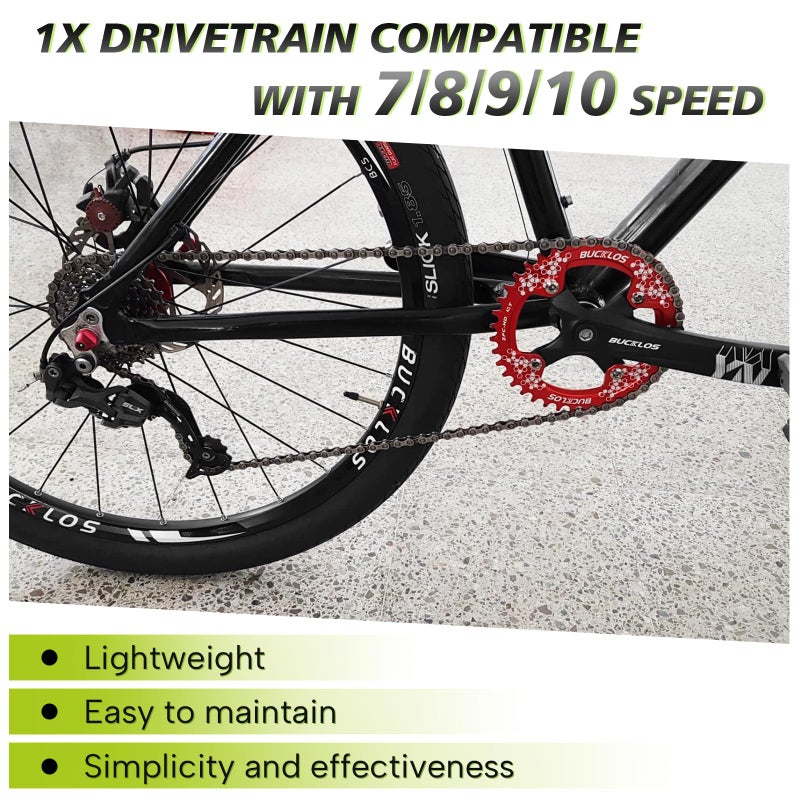 BUCKLOS MTB Mountain Bike Single Speed Square Taper Crankset -170mm Cranksets Bicycle Crank Set with 104BCD 32/34/36/38/40/42T Round/Oval Chainring Fit for Ebike/Commuter Bike - Image 3