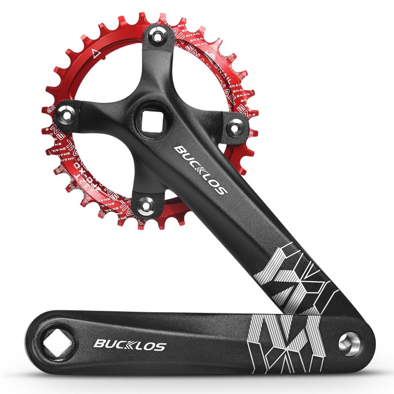 BUCKLOS MTB Mountain Bike Single Speed Square Taper Crankset -170mm Cranksets Bicycle Crank Set with 104BCD 32/34/36/38/40/42T Round/Oval Chainring Fit for Ebike/Commuter Bike - Image 1
