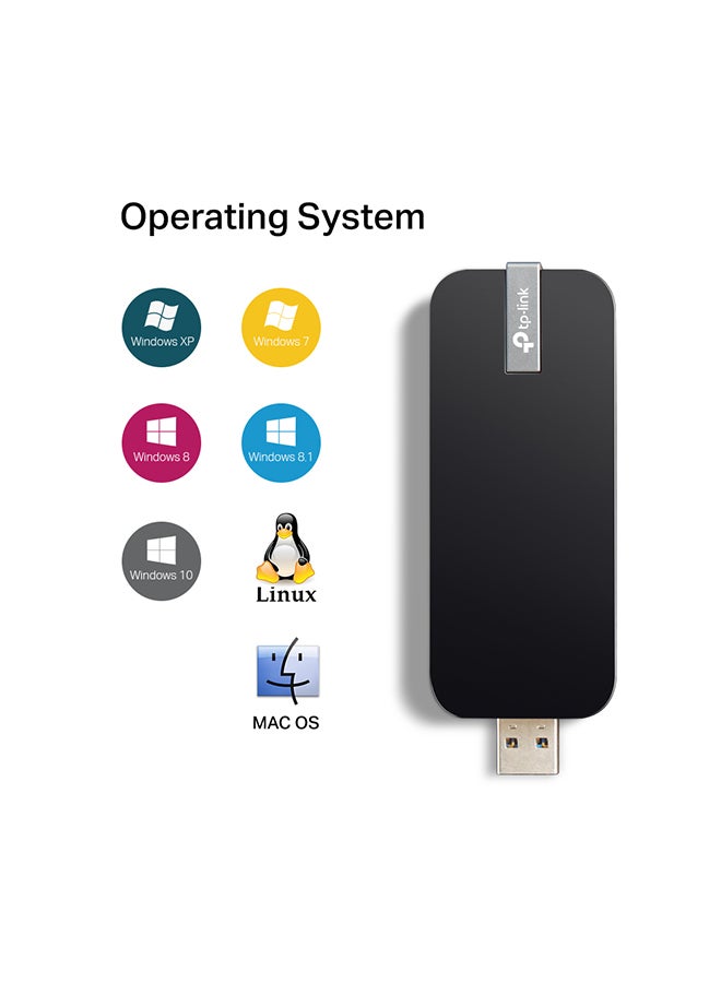 TP-LINK Archer T4U AC1300 Wireless Dual Band USB Adapter, USB 3.0 Wireless Network Dongle with Foldable High Gain Antenna for PC/Laptop, Works with Windows, Mac OS Black - Image 4