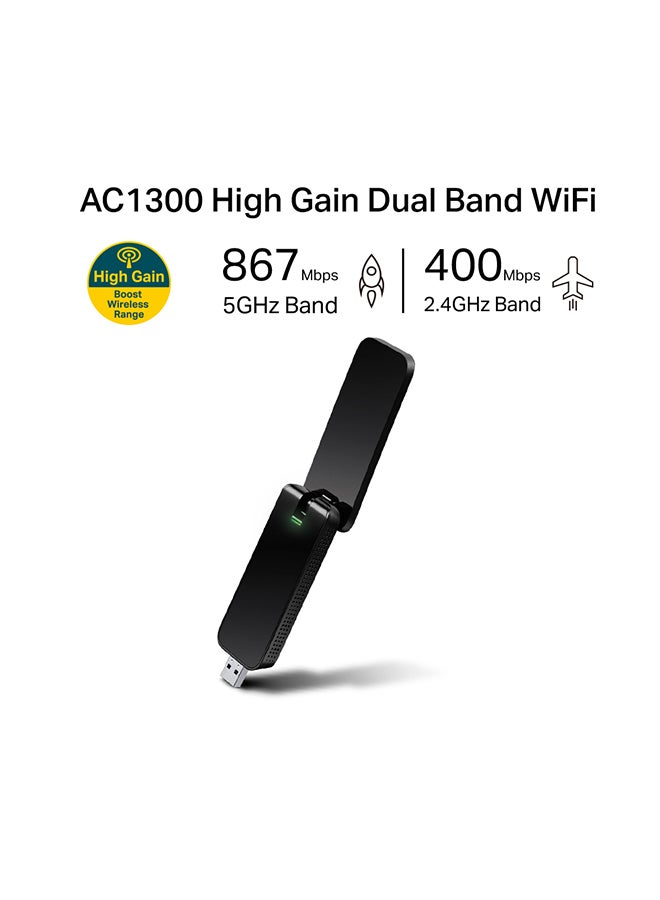 TP-LINK Archer T4U AC1300 Wireless Dual Band USB Adapter, USB 3.0 Wireless Network Dongle with Foldable High Gain Antenna for PC/Laptop, Works with Windows, Mac OS Black - Image 3
