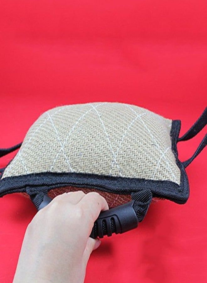 La La Pet Creation Core Durable Dog Training Bite Tug Toy with 3 Handles Jute Bite Pillow - Image 3