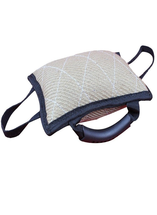 La La Pet Creation Core Durable Dog Training Bite Tug Toy with 3 Handles Jute Bite Pillow - Image 2