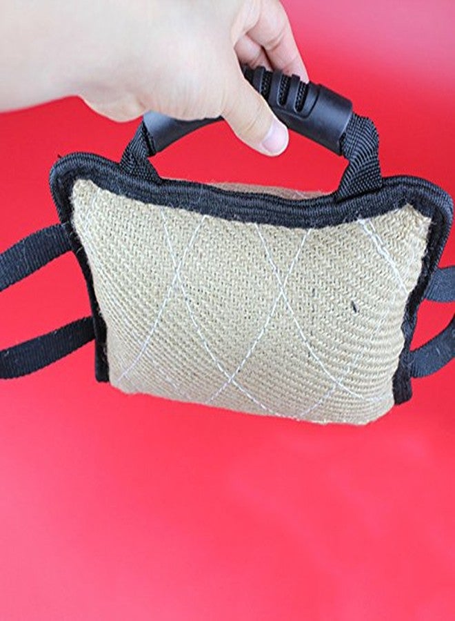 La La Pet Creation Core Durable Dog Training Bite Tug Toy with 3 Handles Jute Bite Pillow - Image 5