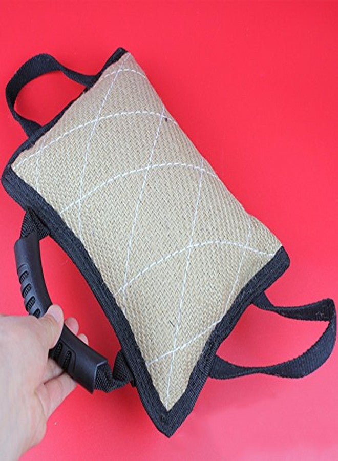 La La Pet Creation Core Durable Dog Training Bite Tug Toy with 3 Handles Jute Bite Pillow - Image 4