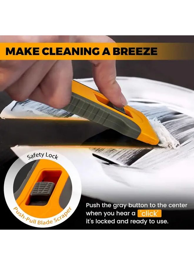 Orange Heavy Duty Scraper Tool Manual Adhesive Paint Stain Remover For Kitchen Oven Glass - Image 2