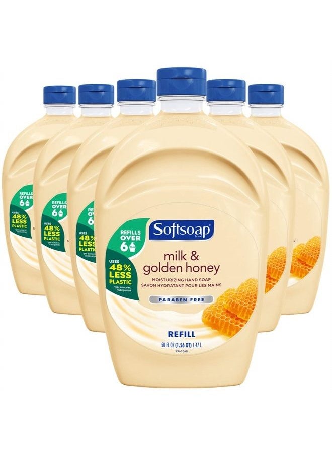 Softsoap Hand Soap Refill, Milk and Golden Honey, Bathroom Hand Soap in Bulk, Premium Scented Liquid Hand Soap, 300 Fluid Ounces Total (50oz bottle, Case of 6 Bottles)  - Image 1