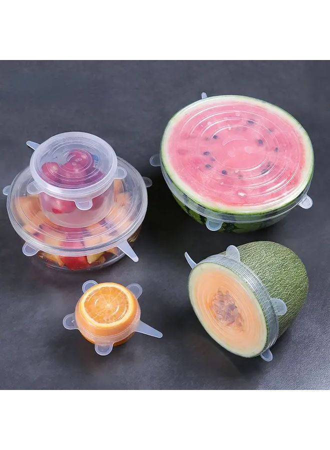 6 Pcs White Silicone Stretch Lids Reusable Leak Proof For Bowls Plates Pots Microwave Oven - Image 3