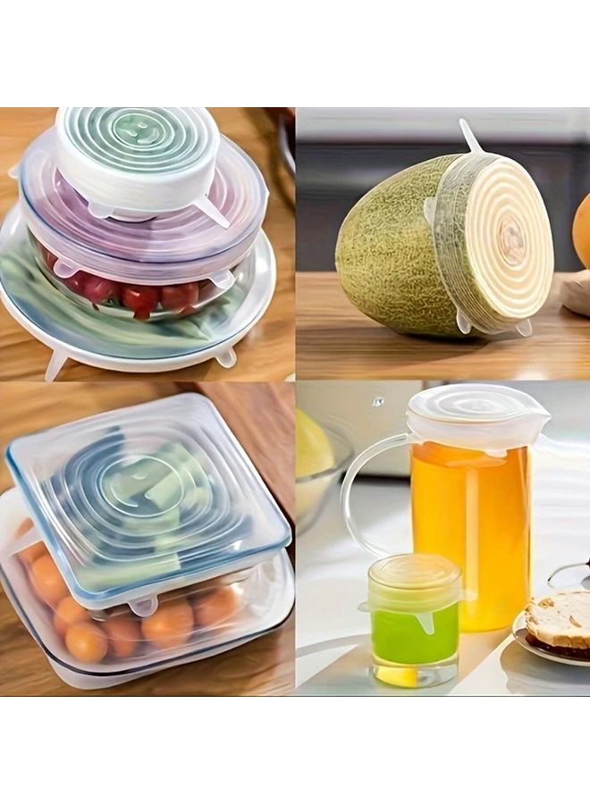 6 Pcs White Silicone Stretch Lids Reusable Leak Proof For Bowls Plates Pots Microwave Oven - Image 4