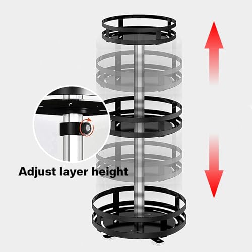 JD FRESH 2-Tier 360° Rotating Spice Rack Organiser/Multifunctional Spice Rack/Table Top Storage Rack/Non-Slip Spice Holder Organizer for Kitchen/Living Room- (Black, Round) - Image 5